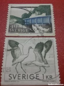 Stamps: Sello Suecia (Sverige) mtdos(usado).1968. Canal, acueducto, puente, arquitectura. Fauna, ave, grulla